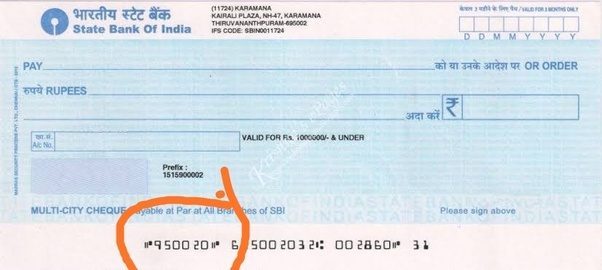 Cheque number for SBI