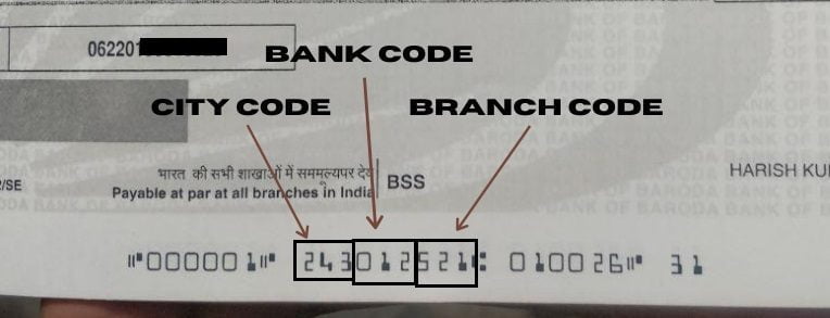 Cheque MICR Code