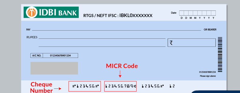 cheque number for IDBI Bank