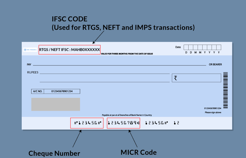 cheque number for bank of maharastra