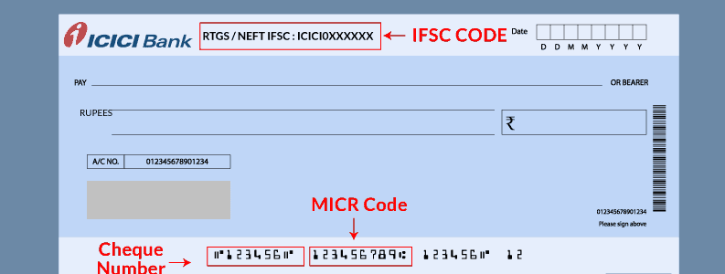 cheque number for icici bank