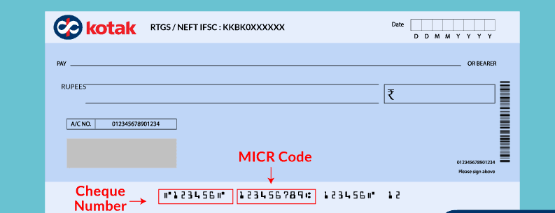 cheque number for kotak mahindra bank