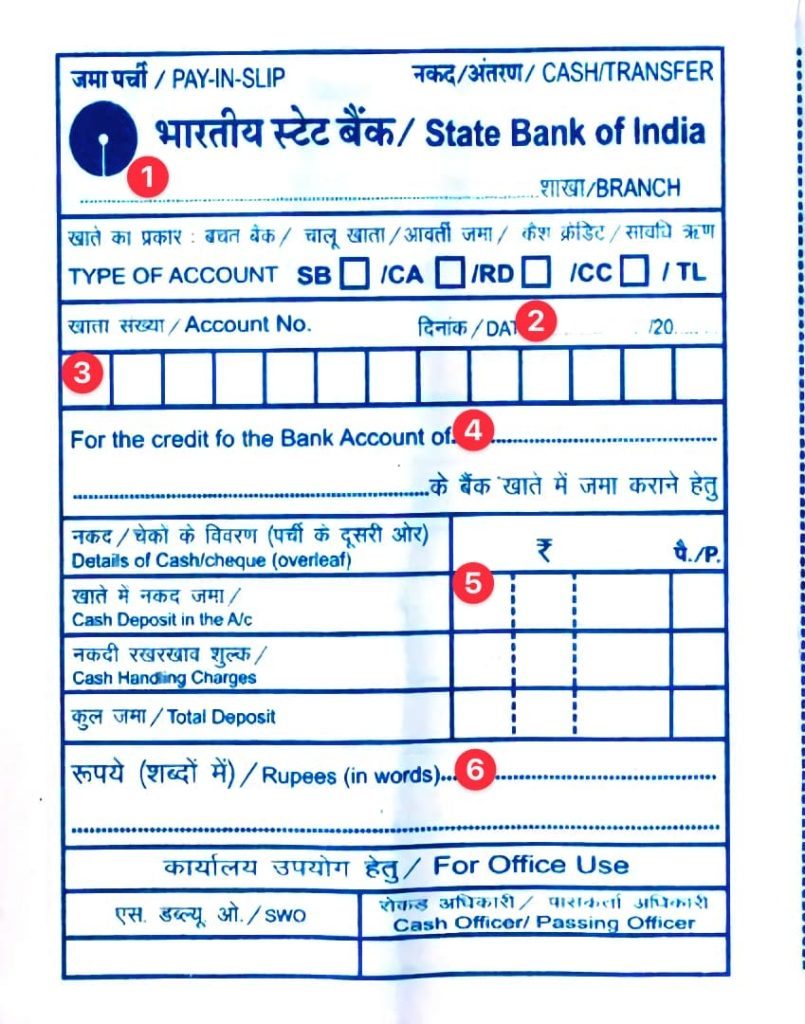 How to fill Right Section Of SBI Bank Deposit Slip