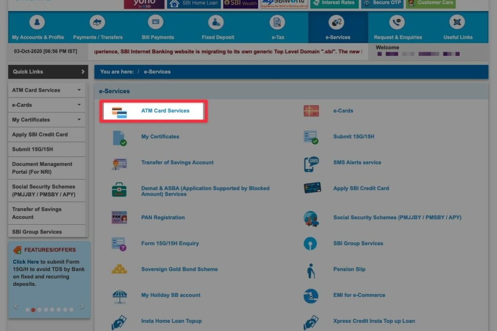 International Transactions On state bank Debit Card