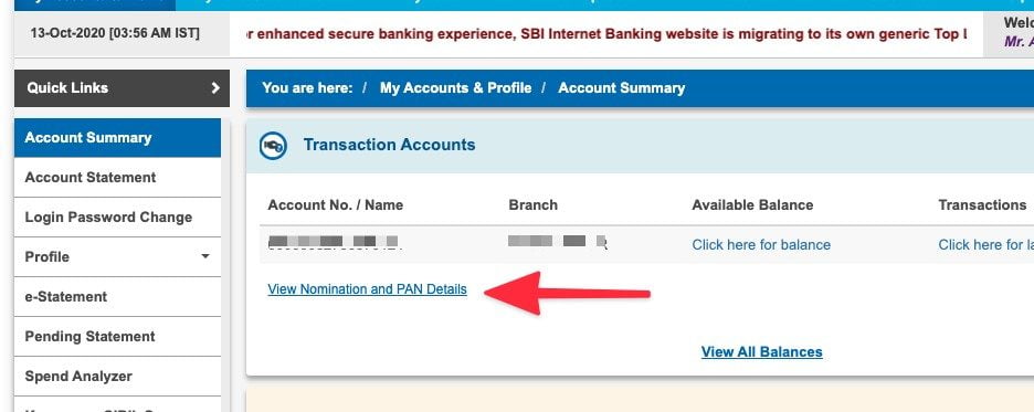 how to know sbi cif no without passbook