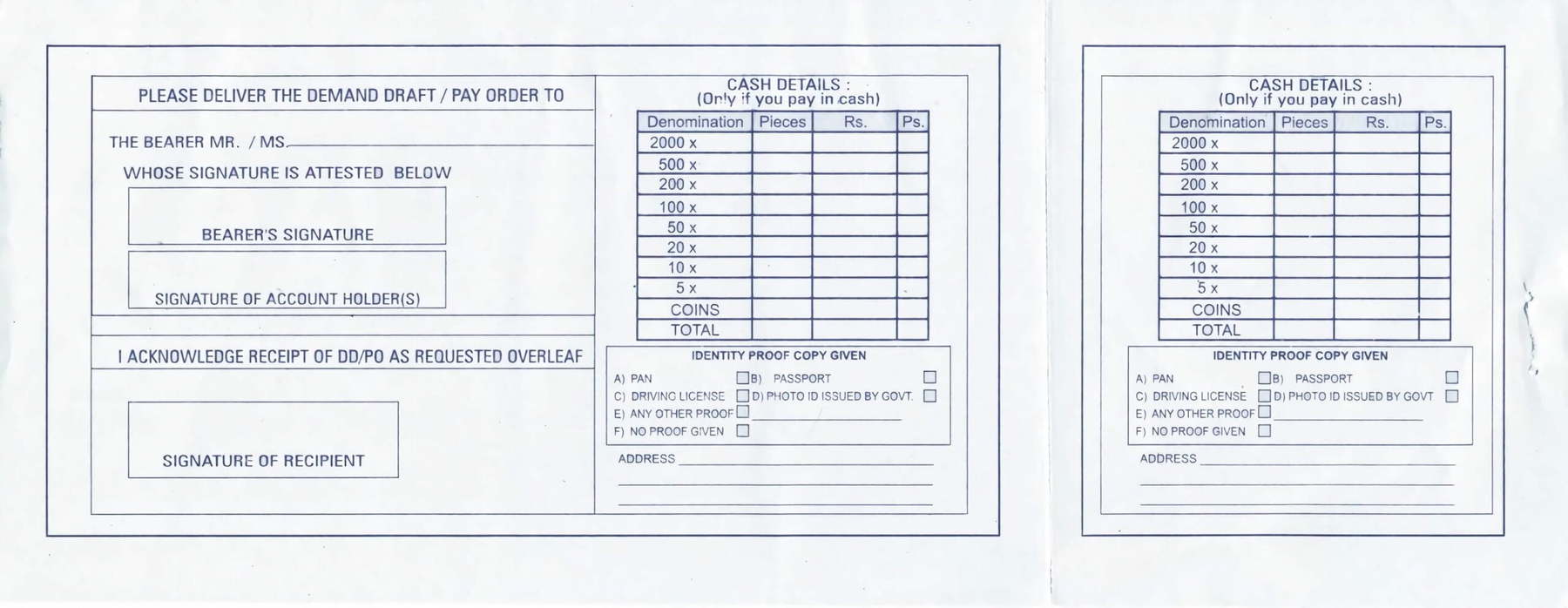 SBI Bank Deposit Slip Download