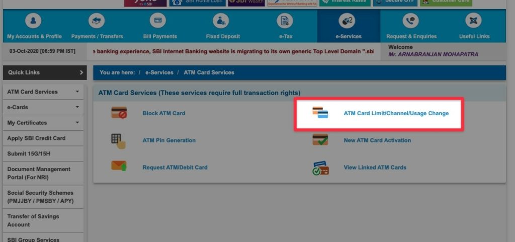 SBI Debit card international transaction 