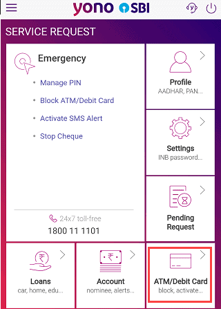 SBI-Yono-manage-Debit-card
