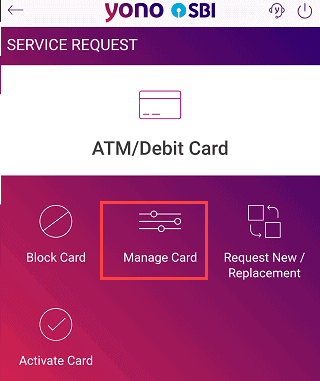 SBI-yono-manage-card