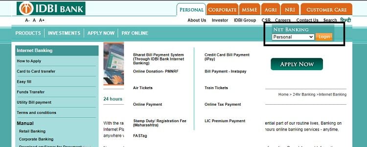IDBI netbanking