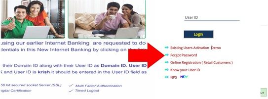 Method to change Corporation Bank net banking user id and password