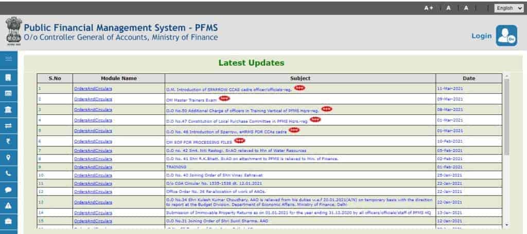 PFMS 2021 Download Orders And Circulars