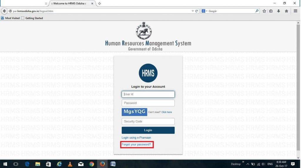 Register Mobile Number in the HRMS Odisha