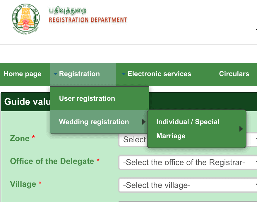 Search marriage process Online at Tnreginet Net