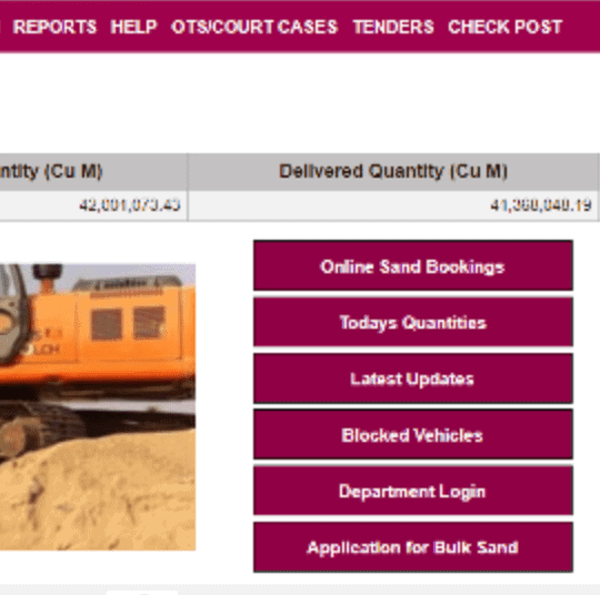 Sand Reports on TS online sand booking portal Sand Reports on TS online sand booking portal