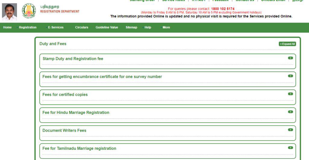 tnreginet Procedure to know Duty and Fees