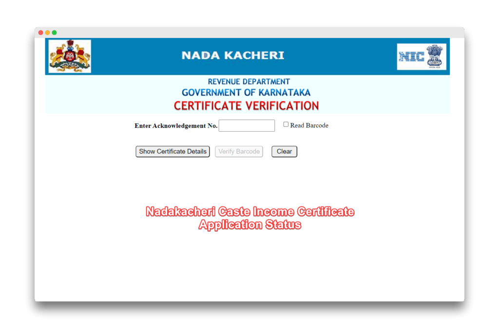 Nadakacheri Caste Income Certificate Application Status