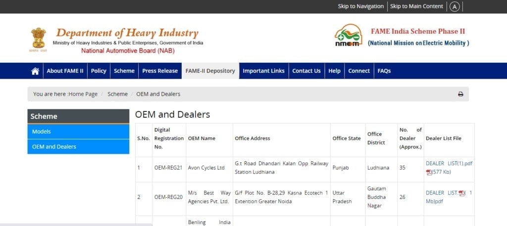 Procedure To View The List Of OEM And Dealers