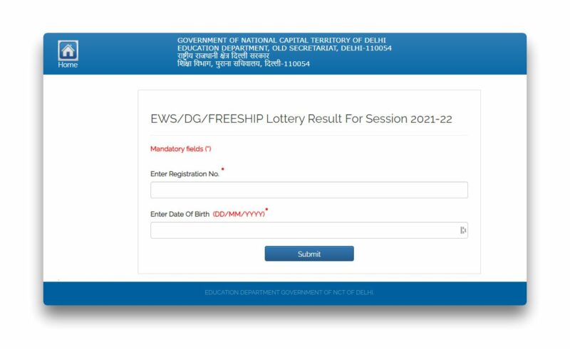 Procedure to view EWS DG FREESHIP result 2022-23