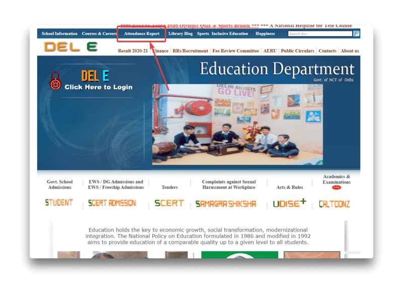 Procedure to View Delhi Nursery Attendance Report Online