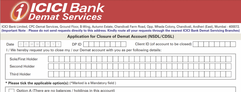 close ICICI Bank account online