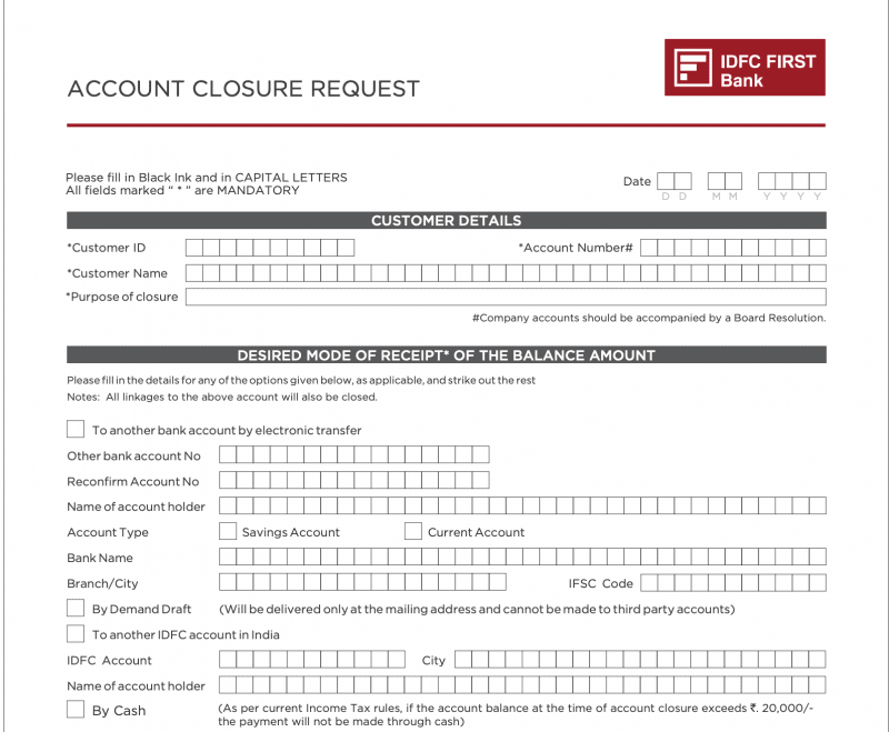 How to close IDFC First Bank account