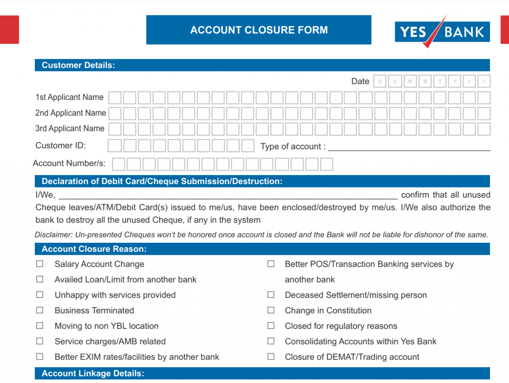 How to close yes bank account online