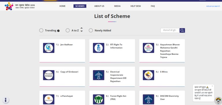Process To View List Of Schemes / योजनाओं की सूची देखने की प्रक्रिया
