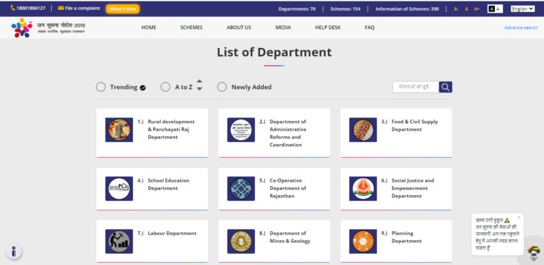 Process To View Department List/विभाग की सूची देखने की प्रक्रिया