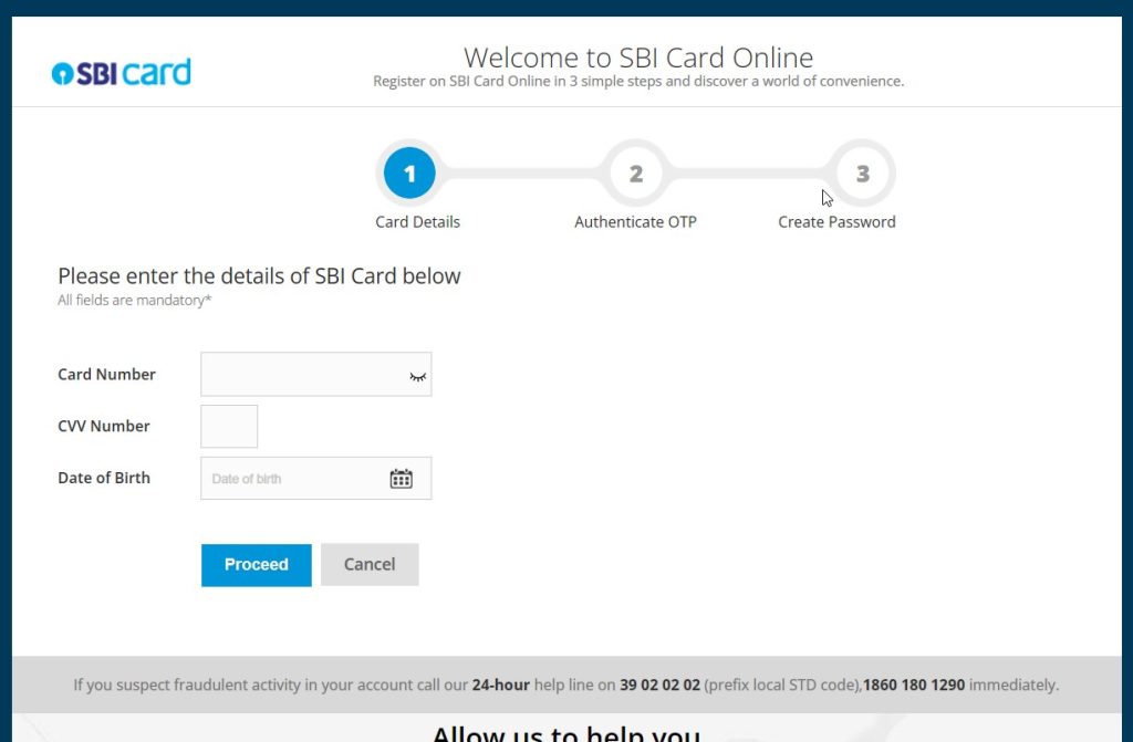 sbi credit card activation through sms