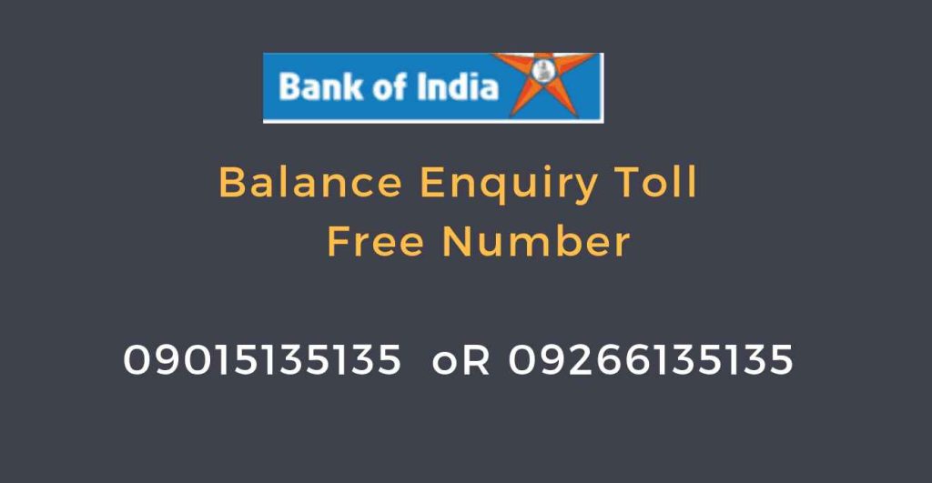 bank of india miss call number